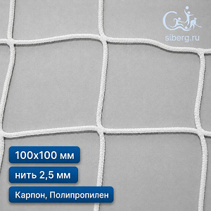 Уличная сетка для ограждения 100х100 мм 2,5 мм белый (Капрон, Полипропилен)